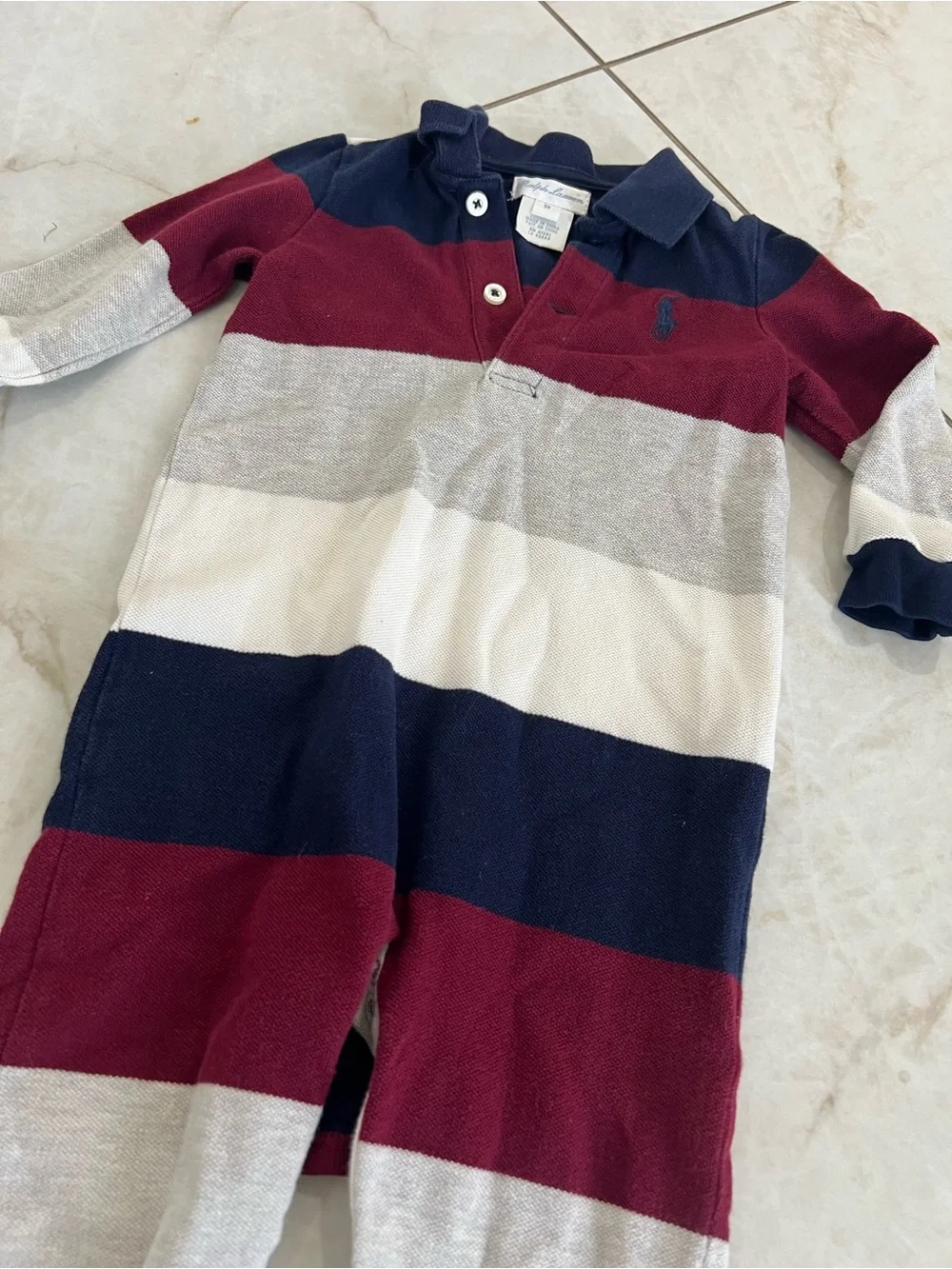 Ralph Lauren Multicolor Colorblock Rugby Striped Coverall One Piece Size 9 Mnth